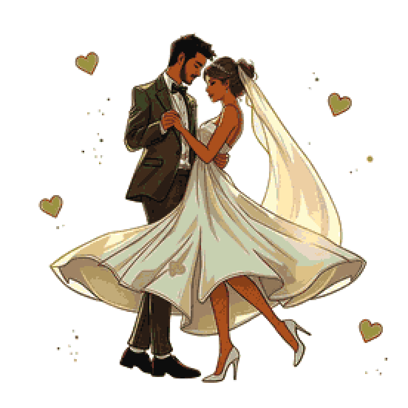 Jeunes mariés dansants - Diagramme PDF à télécharger