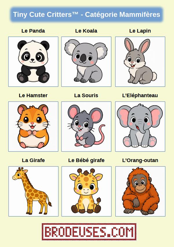 Tiny Cute Critters™ - Créatures Mignonnes à Broder - Diagramme PDF à télécharger
