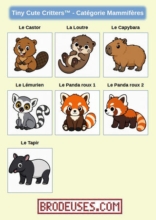 Tiny Cute Critters™ - Créatures Mignonnes à Broder - Diagramme PDF à télécharger