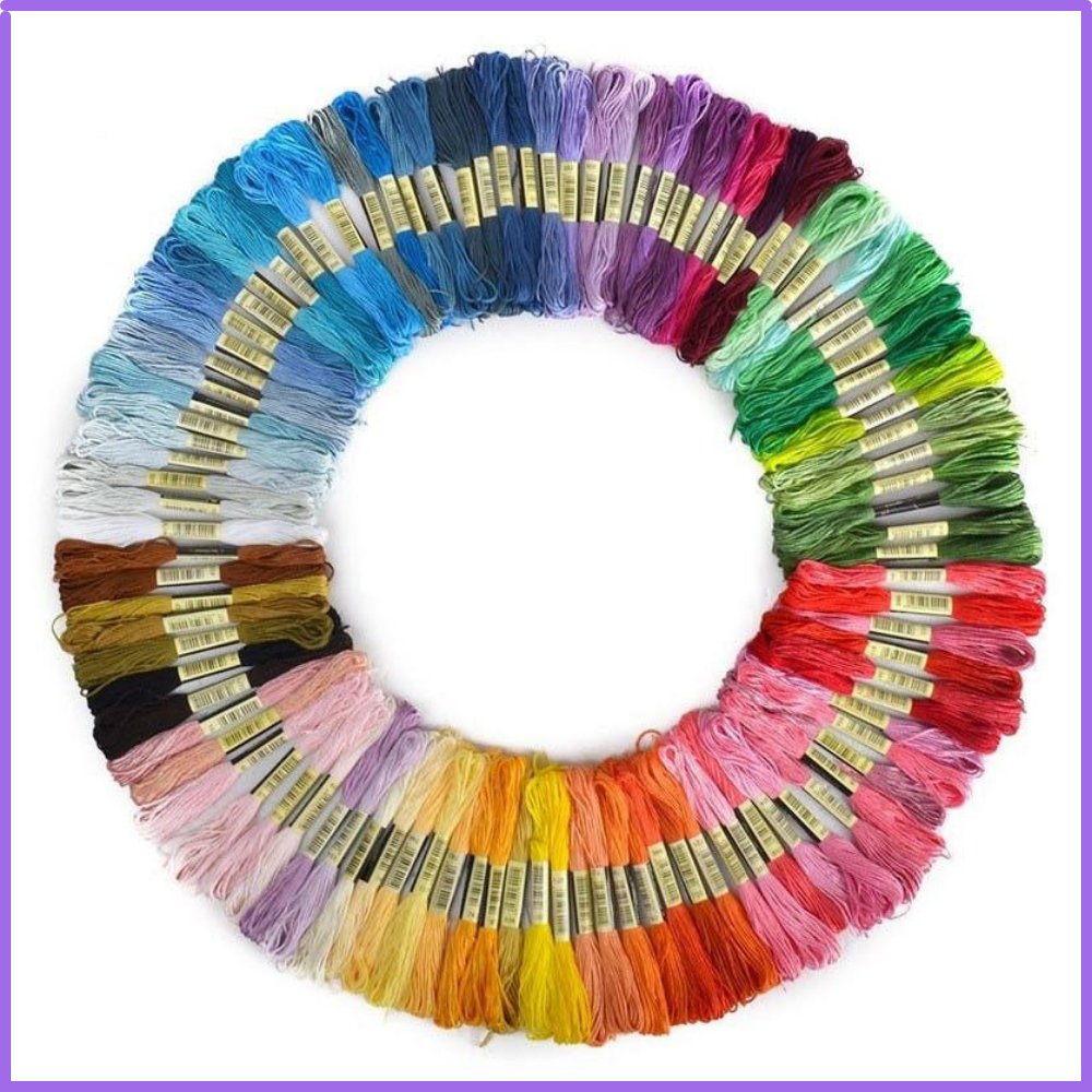 Echevettes de fils moulinés en polyester pas cher - 6 brins x 8 m - Accessoire - mercerie - broderie point de croix - loisirs créatifs