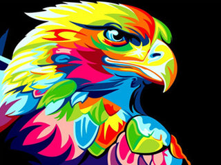 Kit d’animal multicolore style Pop-Art - diamond painting rond ou carré - Aigle royal - Kit de broderie diamants - Eagle Bird