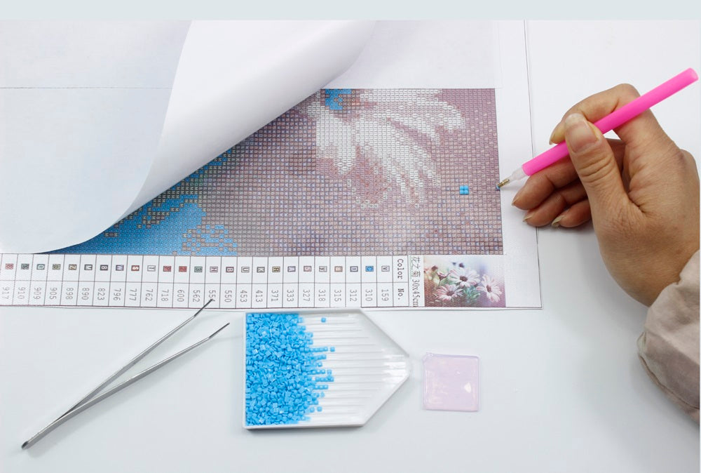 Trio de chevaux dans la neige - Kit broderie diamant - 25x30 à 50x60 cm