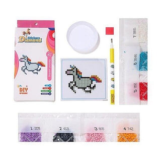 Mini-kit de diamond painting autocollant pour enfants - cheval au galop crinière arc-en-ciel - galloping horse with rainbow mane