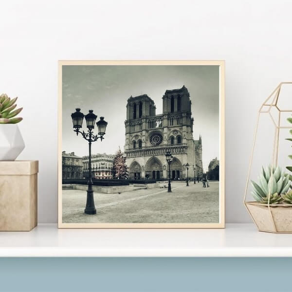 cathedrale notre dame de paris face noir et blanc kit diamond painting broderie diamant Brodeuse.com