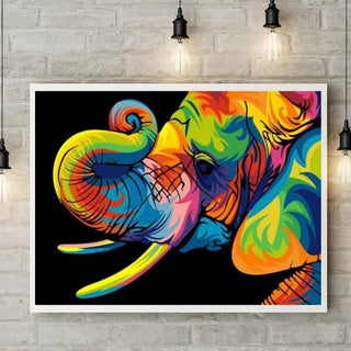 Kit d’animal multicolore style Pop-Art - diamond painting rond ou carré - Eléphant - Kit de broderie diamants