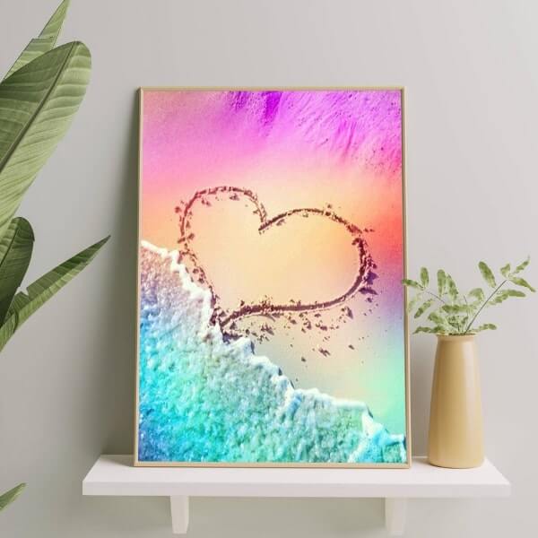 kit diamond painting coeur dans le sable de la mer
