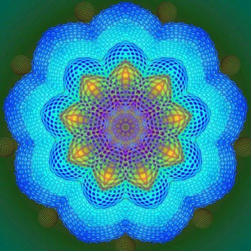 Magnifique Collection de Mandalas ! - 45x45 cm - Kit de broderie Kit de broderie au point de croix M18 Fractales bleues Brodeuses.com