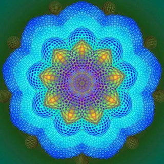 Magnifique Collection de Mandalas ! - 45x45 cm - Kit de broderie Kit de broderie au point de croix M18 Fractales bleues Brodeuses.com