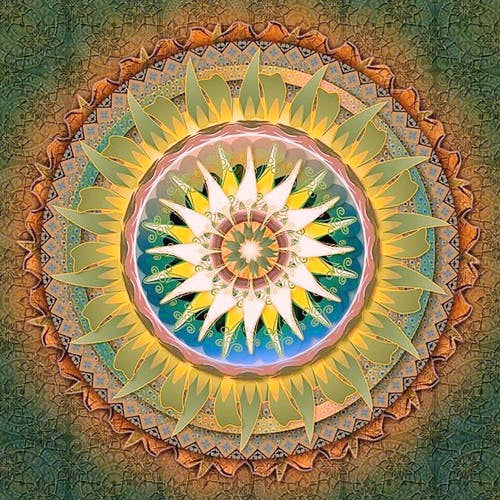 Magnifique Collection de Mandalas ! - 45x45 cm - Kit de broderie Kit de broderie au point de croix M5 Ronde de feuilles vertes Brodeuses.com