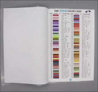 Nuancier DMC pour diamond painting et broderie point de croix avec échantillons de strass ronds ou carrés - carte des couleurs - livret A4