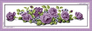 Bed of pink or mauve roses - Cross stitch embroidery kit