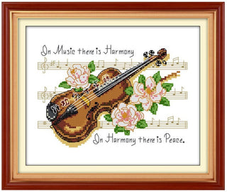 Une partition de violon - 28x24 cm - Kit de broderie Kit de broderie au point de croix Brodeuses.com