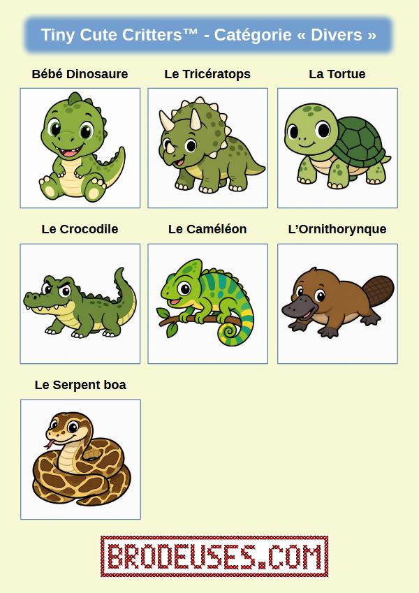 Tiny Cute Critters™ - Créatures Mignonnes à Broder - Diagramme PDF à télécharger