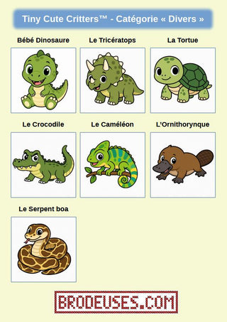 Tiny Cute Critters™ - Créatures Mignonnes à Broder - Diagramme PDF à télécharger