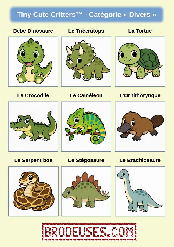 Tiny Cute Critters™ - Créatures Mignonnes à Broder - Diagramme PDF à télécharger