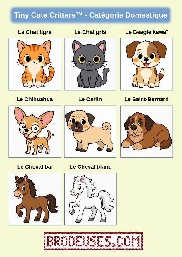 Tiny Cute Critters™ - Créatures Mignonnes à Broder - Diagramme PDF à télécharger