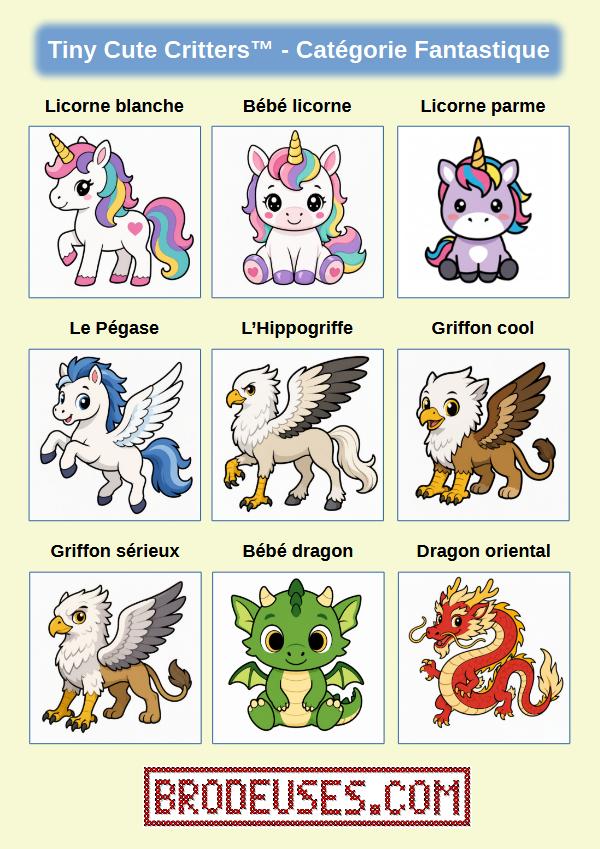 Tiny Cute Critters™ - Créatures Mignonnes à Broder - Diagramme PDF à télécharger