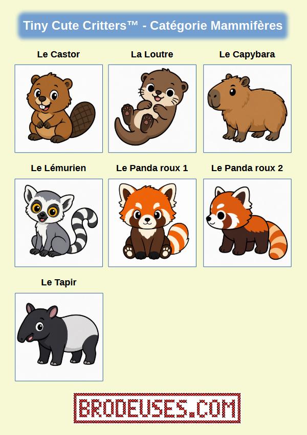 Tiny Cute Critters™ - Créatures Mignonnes à Broder - Diagramme PDF à télécharger