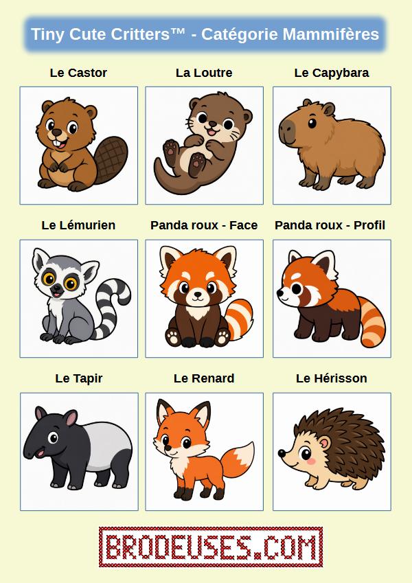 Tiny Cute Critters™ - Créatures Mignonnes à Broder - Diagramme PDF à télécharger