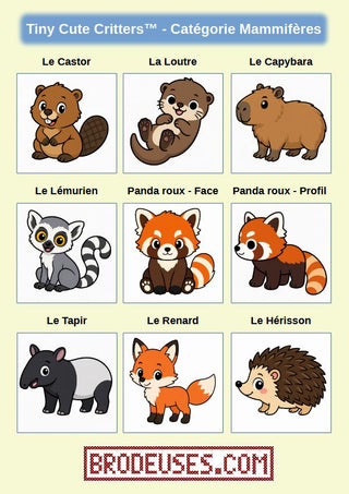 Tiny Cute Critters™ - Créatures Mignonnes à Broder - Diagramme PDF à télécharger