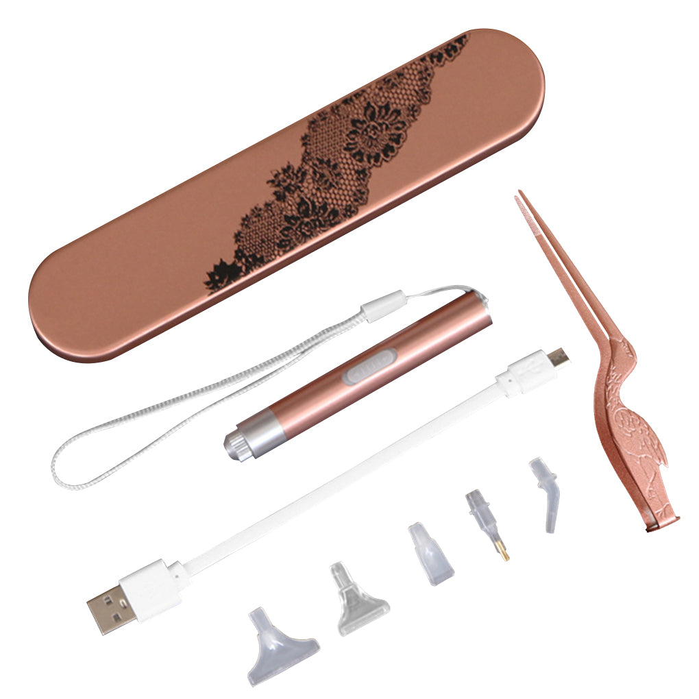 Électrique Stylo Diamond Painting,pinceaux diamantés avec Pompe à Vide, Accessoires et Outils de Fabrication Artisanale de Peinture Diamant 5D,avec 3 Pointes de Forage métalliques de Rechange,Rose