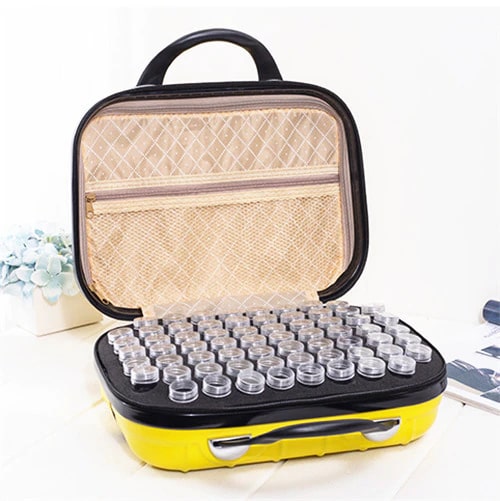 Malette de rangement ergonomique pour perles de diamond painting - 132 flacons -  JAUNE - ranger vos perles avec efficacité et sécurité - Boîte pour organiser tous vos strass de diamond painting carrés ou ronds