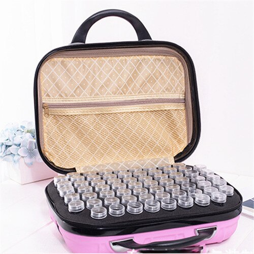 Mallette colorée pour rangement de perles 132 flacons Boîte