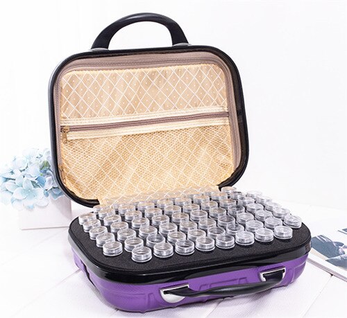 Malette de rangement ergonomique pour perles de diamond painting - 132 flacons -  VIOLET - ranger vos perles avec efficacité et sécurité - Boîte pour organiser tous vos strass de diamond painting carrés ou ronds