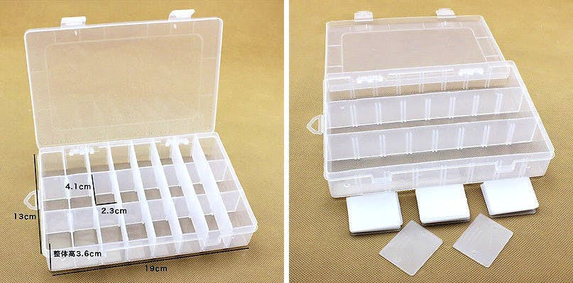 Boîte de rangement en plastique - 27,5 x 18 x 4,5 cm - 36 cases - Boîte  rangement scrapbooking - Creavea