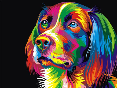 Kit d’animal multicolore style Pop-Art - diamond painting rond ou carré - Labrador - Kit de broderie diamants - Labrador Dog
