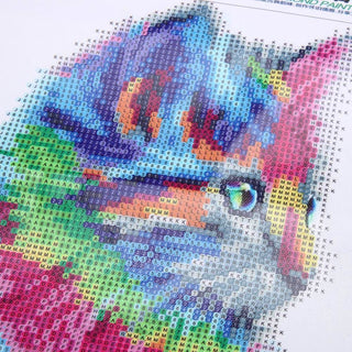 Chaton arc-en-ciel - 30x30  50x50 cm - Kit broderie diamant Kit de broderie mosaque 30 x 30 cm Brodeuses.com