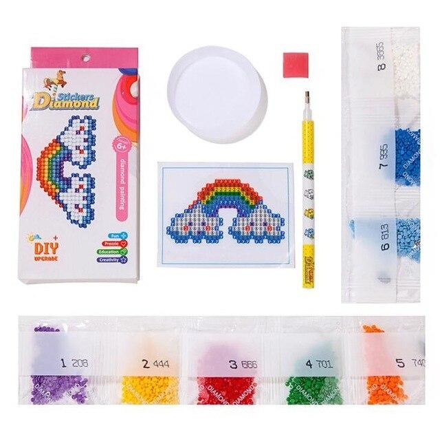 Mini-kit de diamond painting autocollant pour enfants - nuages et arc-en-ciel - clouds and rainbow