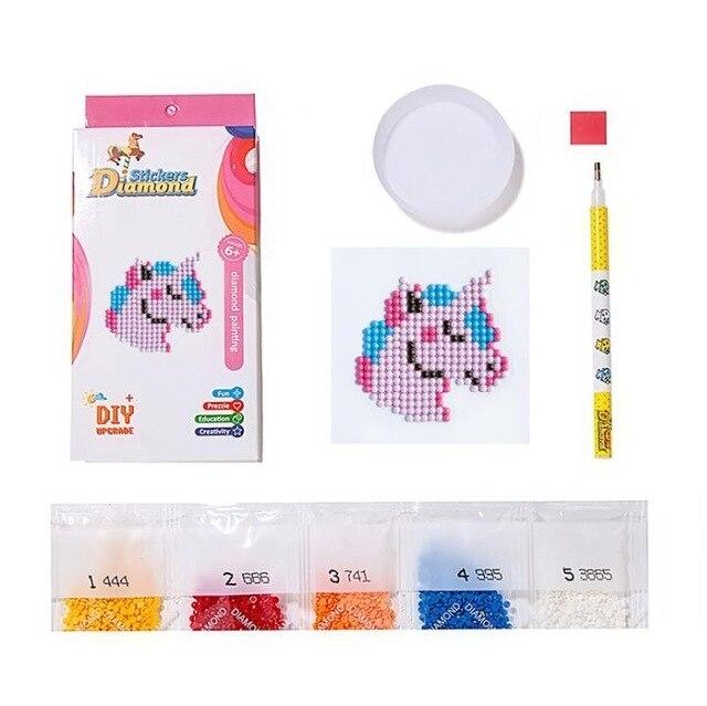 Mini-kit de diamond painting autocollant pour enfants - licorne rose endormie - sleepy rose unicorn