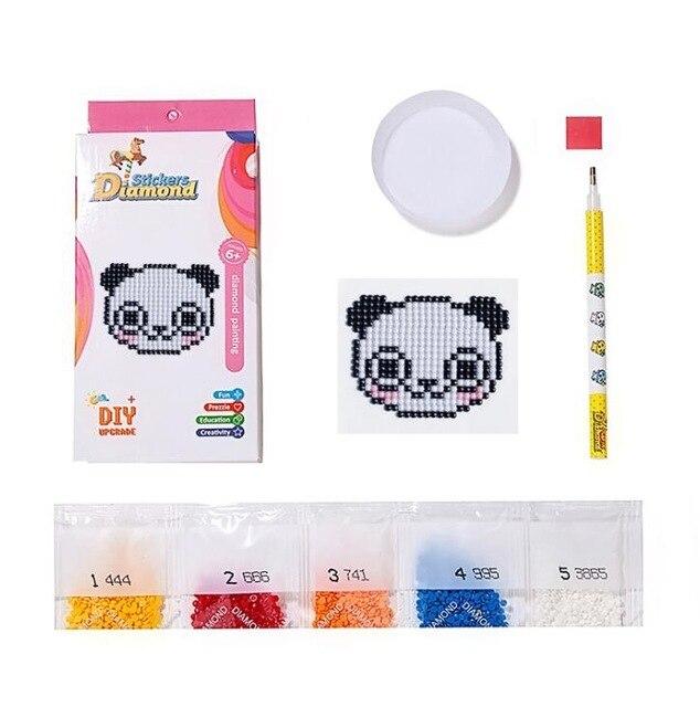Mini-kit de diamond painting autocollant pour enfants - tête de panda ou koala - panda head