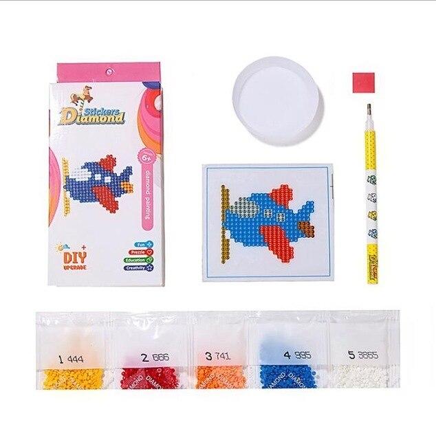 Mini-kit de diamond painting autocollant pour enfants - avion à hélice bleu et rouge - blue propeller plane - Planes - Super Wings