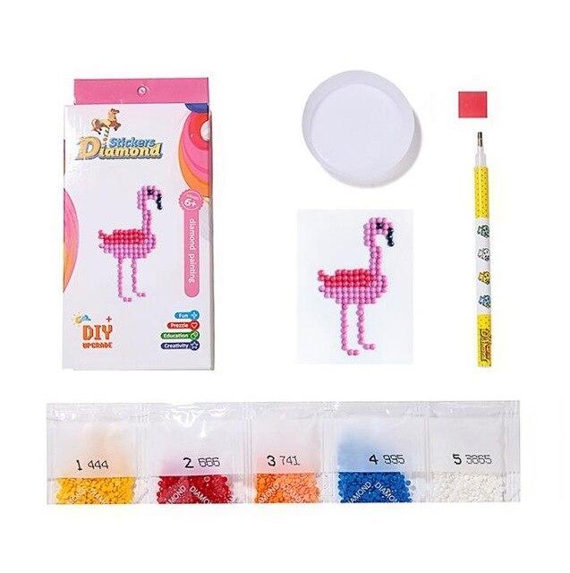 Mini-kit de diamond painting autocollant pour enfants - cygne rose - rose swan