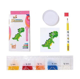 Mini-kit de diamond painting autocollant pour enfants - dinosaure vert - green dinosaur