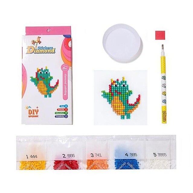 Mini-kit de diamond painting autocollant pour enfants - dragon bicolore joyeux - two-tone happy dragon