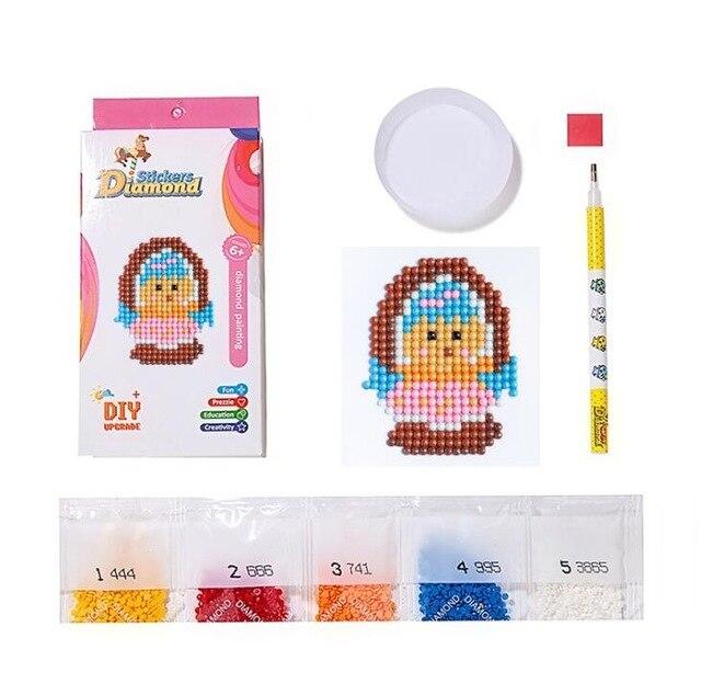 Mini-kit de diamond painting autocollant pour enfants - Poussin de Pâques dans son panier - Eastern chick in basket