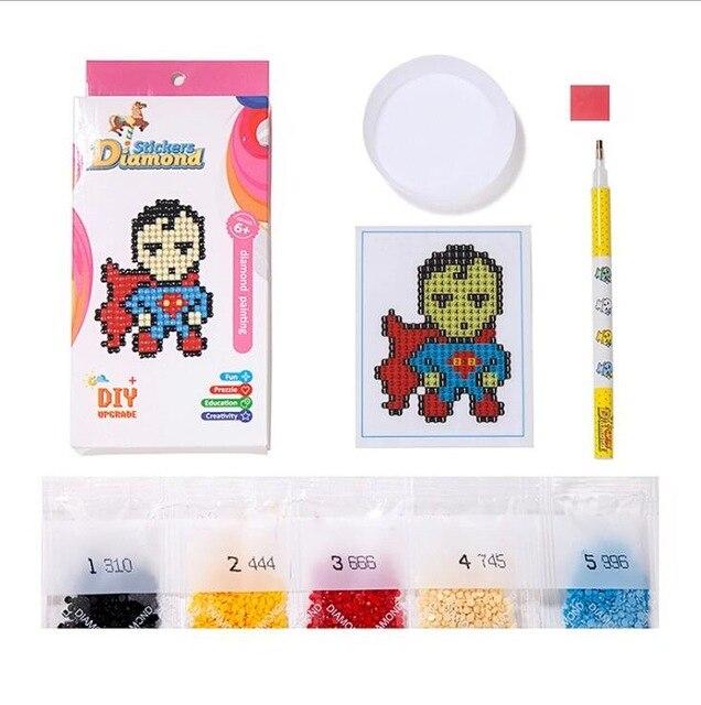 Mini-kit de diamond painting autocollant pour enfants - superhéro Superman DC Comics Marvel