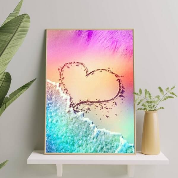 kit diamond painting coeur dans le sable de la mer 