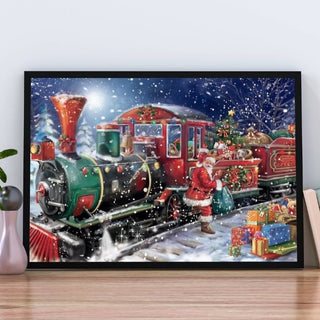 kit diamond painting le train du pere noel