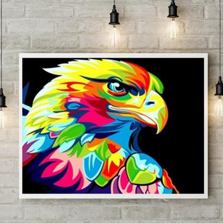 Kit d’animal multicolore style Pop-Art - diamond painting rond ou carré - Aigle royal - Kit de broderie diamants - Eagle Bird