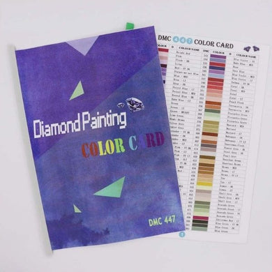 Nuancier DMC pour diamond painting et broderie point de croix avec échantillons de strass ronds ou carrés - carte des couleurs - livret A4