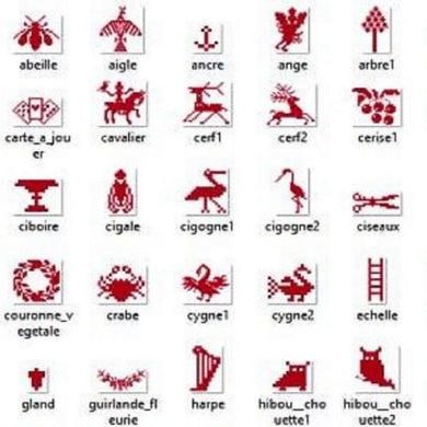 Pack 106 symboles anciens à combiner - Grilles à télécharger Grille de point de croix Brodeuses.com