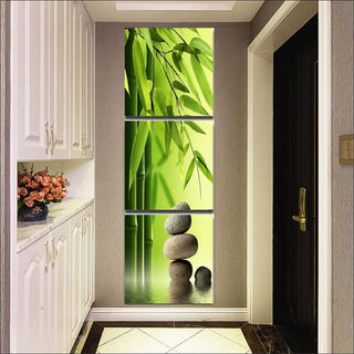 Kit de diamond painting - Triptyque Jardin Zen - Décoration murale apaisante ambiance Asie / bambous