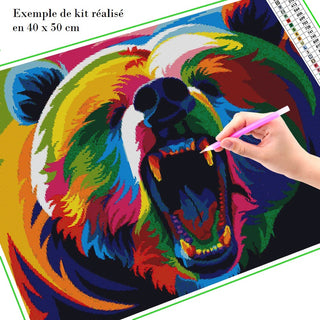 Exemple de kit d’animal multicolore style Pop-Art - diamond painting rond ou carré - Kit de broderie diamants